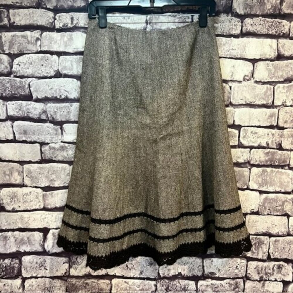 Talbots Brown & Beige Tweed Fully Lined Flare Skirt Size 6P